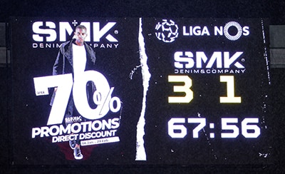 Resultado do jogo entre Vitória e Nacional aos 67 minutos, jogo patrocinado por SMK